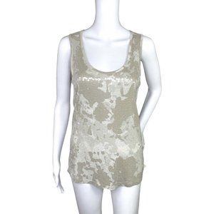 Michael Kors Beige Sequin Tank Sleeveless Top Cami Size Medium